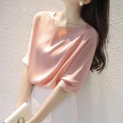 Elegantní dámské letní halenky hedvábný šifon ležérní dámské topy dámské košile halenka košilka femme blusas top růžový