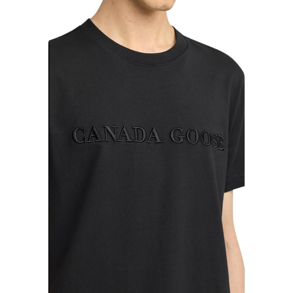 Canada Goose Emersen Series Ss25 Letter Embroidered Crew Neck Pullover Short Sleeve T-Shirt Men tops Black 1420M2-61