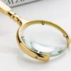 Magnifying Glass Golden Ergonomic Handheld Stainless Steel Handle 8X Lune Shape Open Reading Magnifier for Elder