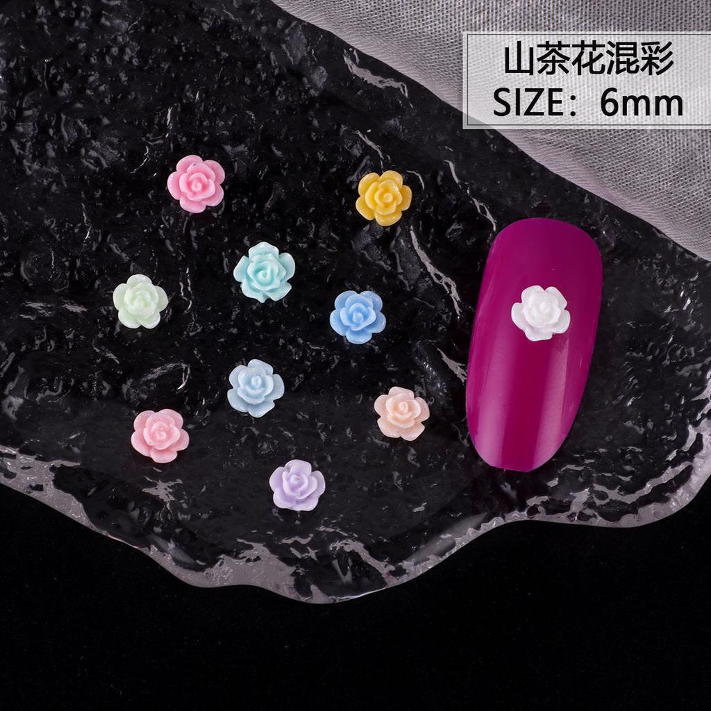 Nail Art Resin Camellia White Rose Ornament Nail Ice Transparent Three-Dimensional Light Changing Flower Accessories