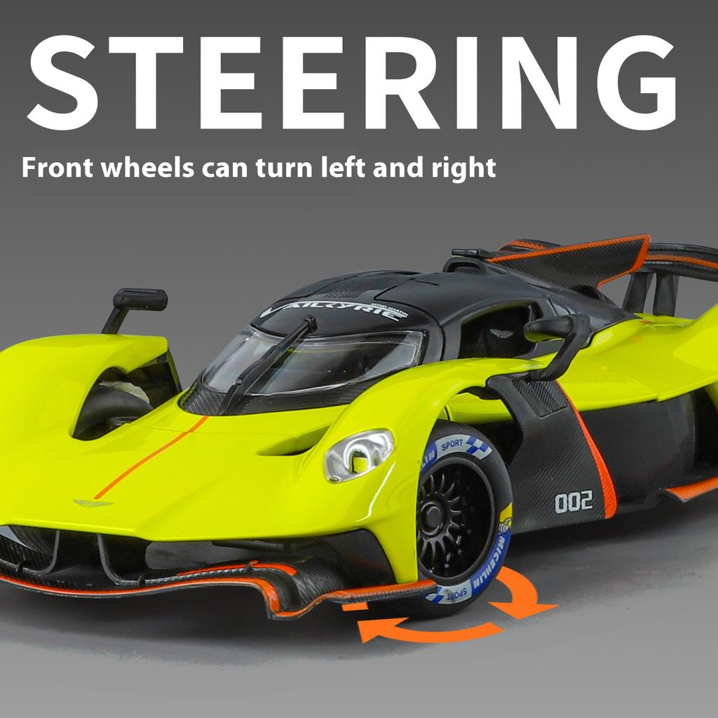 1/24 Martin Valkyrie Model Toy Cars Alloy Diecast Sound Light Doors Opened Pull Back Shock Absorption Toy Vehicles Kids Gifts