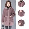 Cappotto invernale da donna alla moda, spesso e caldo, in cotone, con cappuccio, termico, di media lunghezza, in lana d'agnello