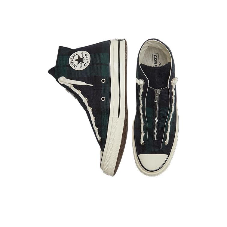Converse 1970-tal Chuck Taylor All Star Zip Rutiga Höga Canvas Skor Unisex Sneakers Grön Svart 169258C