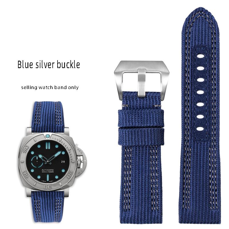 

For Panerai Watch Strap Pam00984 00985 PAM111 PAM441 Stealth Nylon cowhide sole Bracelet Accessory 24 26mm large size for men 26mm