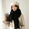 High-end scarf women's winter atmosphere versatile thickened Maillard new Korean version mohair fringed scarf tide