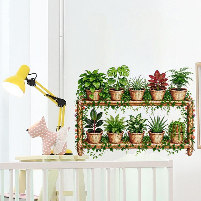 Multiple Flower Shelf Potted Furniture Wall Stickers Home Decor Accessories Living Room Bedroom Decoration Kids Room Wall Decals