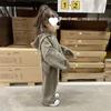 Girls' Korean Style Casual Sweater Set - Versatile Hooded Knitted Cardigan for Autumn and Spring