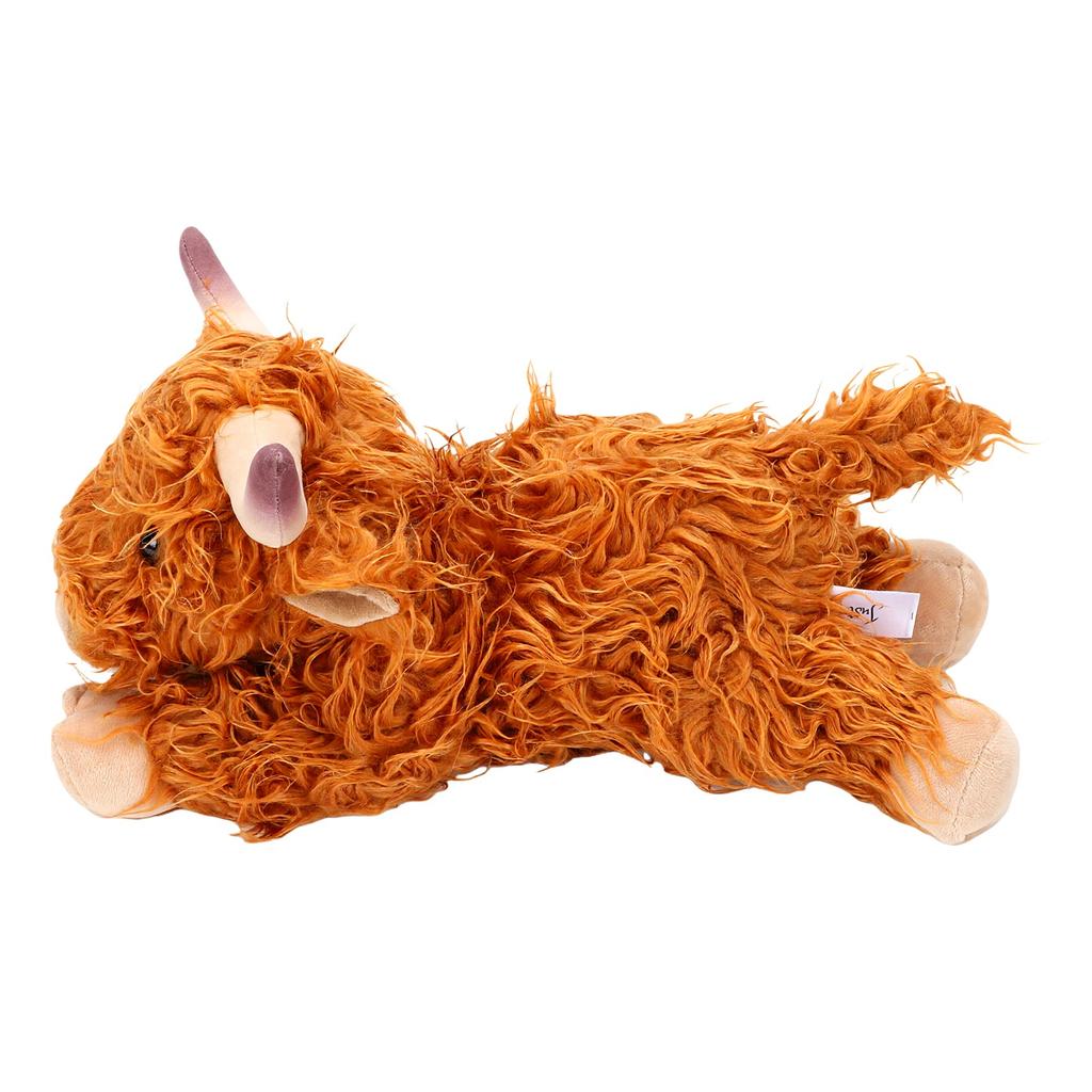 Highland Cow Stuffed Animal Soft Cute Lying Realistic Fluffy Highland Cow Plush for Boys Girls Brown