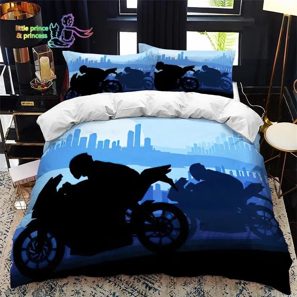 Motorradfahrer 3D Bettbezug Bettwäscheset Bettdecke Leinen Kissenbezüge Heimdeko Einzel Doppel Twin King Queen