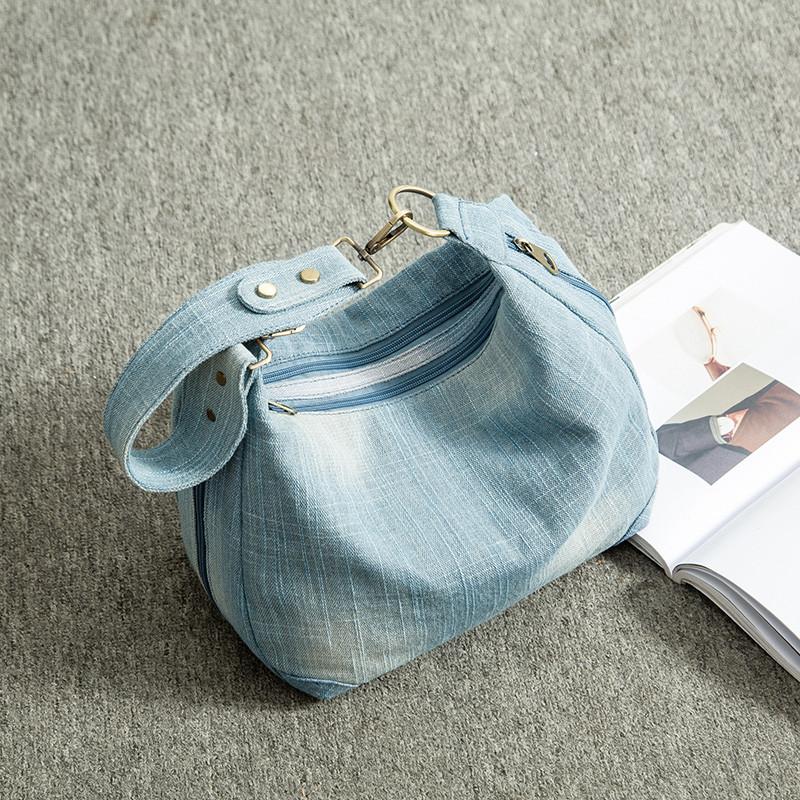 

Casual Denim Women Crossbody Bag Double zipper female Shoulder Bag Quality canvas Ladies handbags Travel bags blue bolsa