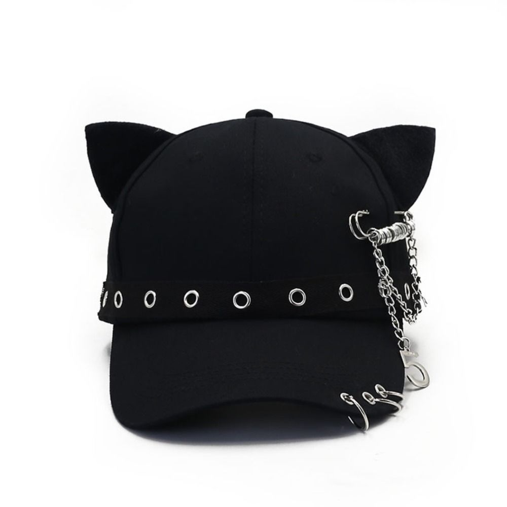 Pin Cat Ear Baseball Cap Hiphop Peaked Cap Portable Sunscreen Hat Summer