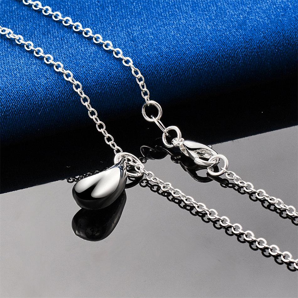 925 Sterling Silver 16-30 Inch Exquisite Water Droplet Pendant Necklace for Women's Wedding Fashion Accessories Jewelry