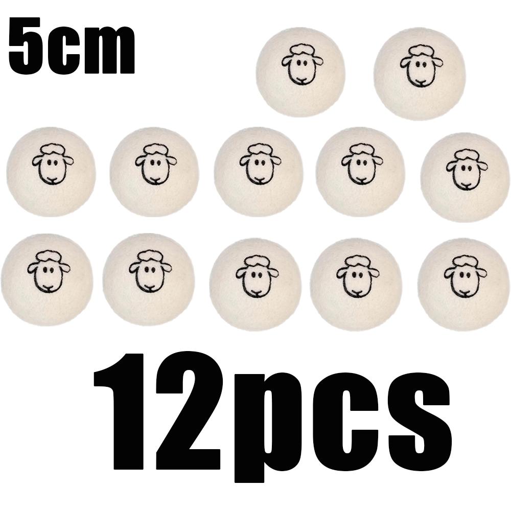 1-12Pcs Wool Dryer Balls 5/7cm Reusable Natural Fabric Softener  Home Wrinkle Reducer Washing Machine Cleaning Supplies Gadget