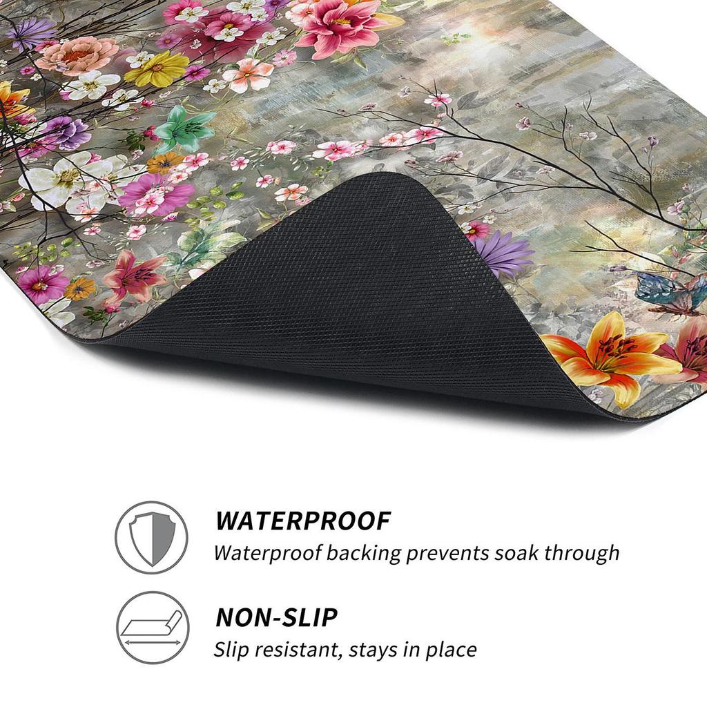 Bunte florale staubdichte Matte für Waschmaschine - Rutschfest, pflegeleicht und sonnenbeständig.