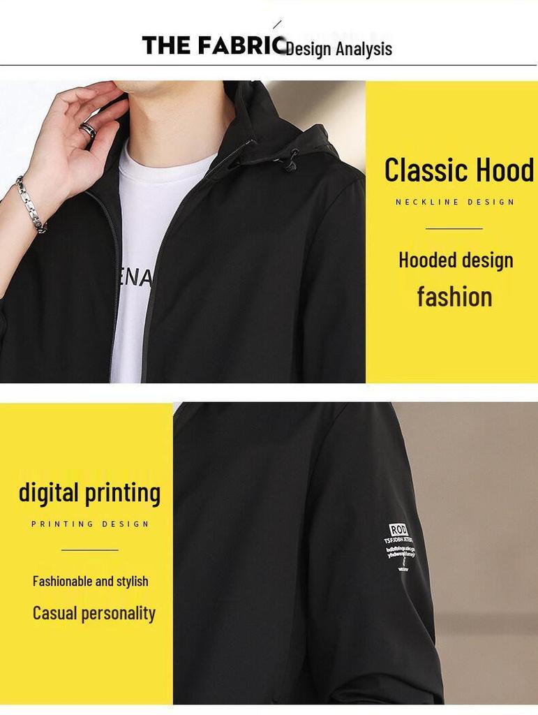 Men's 2022 Autumn Casual Hooded Jacket | Slim Fit & Trendy Fashion, Customizable Logo
