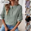 Women's Fashion Casual Solid Color Print Long Sleeve Blouses & Shirts