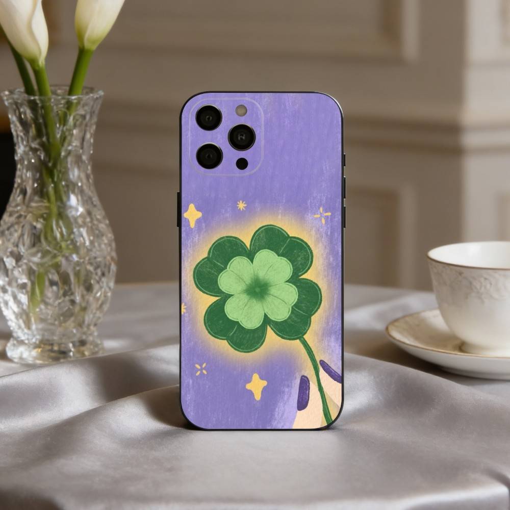 C-Clover C-Cute L-Lucky-K Phone Case For iPhone 17,16,15,14,13,12,11 Plus,Pro Max,XS,Soft Silicone Black Cover
