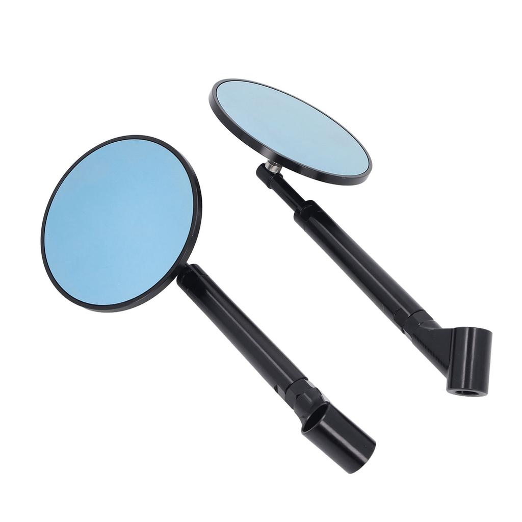 1 Pair Motorcycle Rearview Mirror 60mm Retractable Blue Retro Style Handlebar Reflective Mirrors