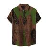 Men's Casual Hawaiian Loose Resort Print Short Sleeve Top Beach Button Up Shirt