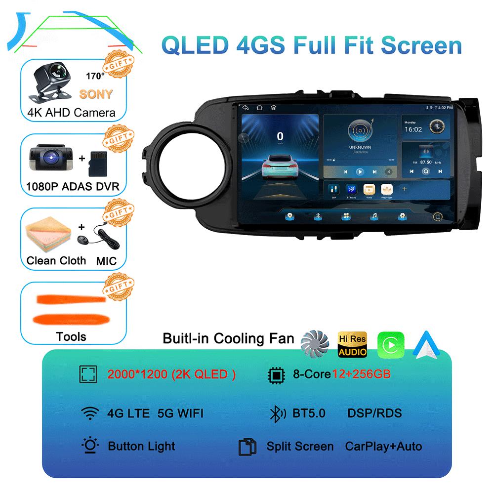 Car Radio For Toyota Yaris LHD RHD 2012-2017 Multimedia Stereo Video Player Android 14 BT DSP Auto Carplay GPS Navigation