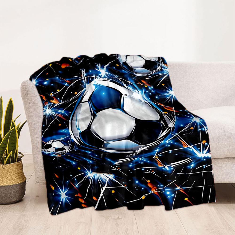 1 Stück Fußball-Decke Bequem Weich Leicht Alle Jahreszeiten Mehrzweck-Decke Reisen Camping Picknicks Sofa Büro Bett Wohnzimmer Geschenk Freunde