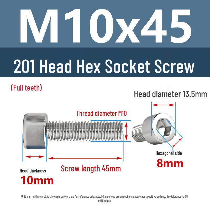 Yigu 201 Stainless Steel Cup Head Hexagon Screws and Bolts - M3, M4, M5, M6