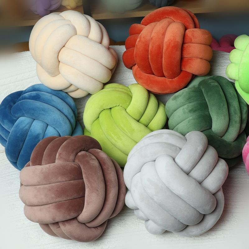 Nordic Stay Striped Cushion Plush Pillow Throw Knot Throw Pillow Cushion Sofa Pillow Living Room Round Ball Cushion