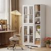 Multi-Storage Kitchen Cabinet, with Glass Doors - White Wood-Effect
