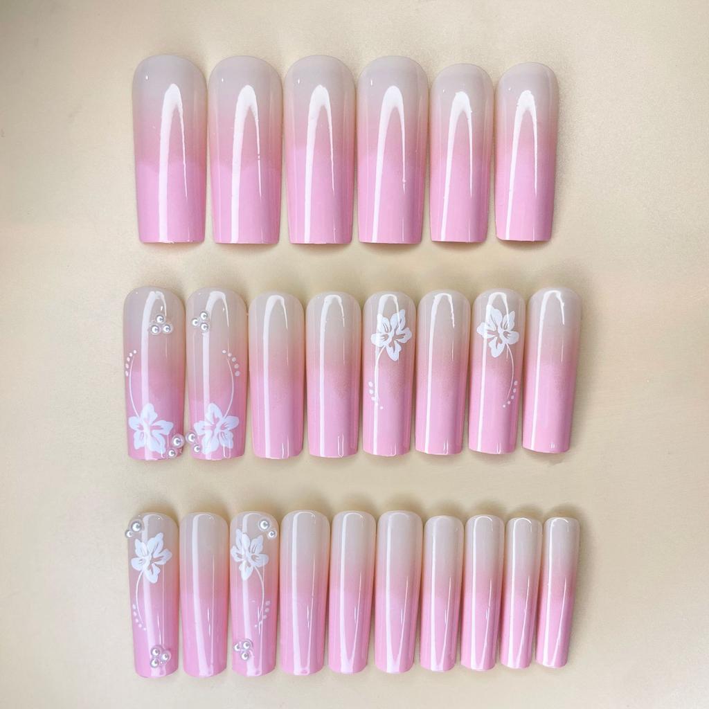 Strictly Selected Manicure, Wearing Nail Patch, Star Flower Long Coffin Nail, Fake Nail Patch Nails
