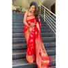 Flosive Womens Present Banarasi Soft Lichi Silk Saree Beautiful Jacquard Rich Pallu Design Work Zari Woven Kanjivaram Si