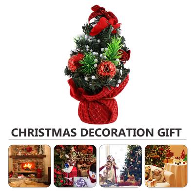 2Pcs Mini Christmas Tree Small Xmas Tree Decorative Tabletop Holiday Room Office Party Supplies Decorative Trees