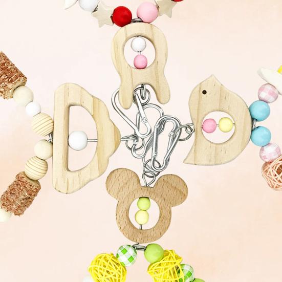 Wooden Parrot Swing Hanging Bird Perch Bird Chew Toy Birdcage Pet Accessory for Cockatiels Lovebirds Budgerigars