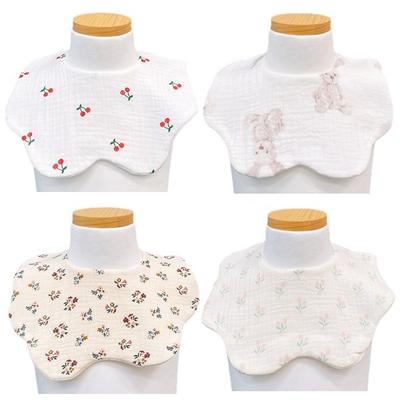 Luxus Baby 6-lagiges Joghurtlätzchen 4-teiliges Set, Blumen C Set (Kirsche, Kaninchen, Tulpe, Blumen), 1 Satz