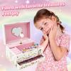Musical Jewelry Storage Box with Drawer Decorative Jewelry Organizer Box Children Bracelet Rings Holder Case Toys Girls Gifts