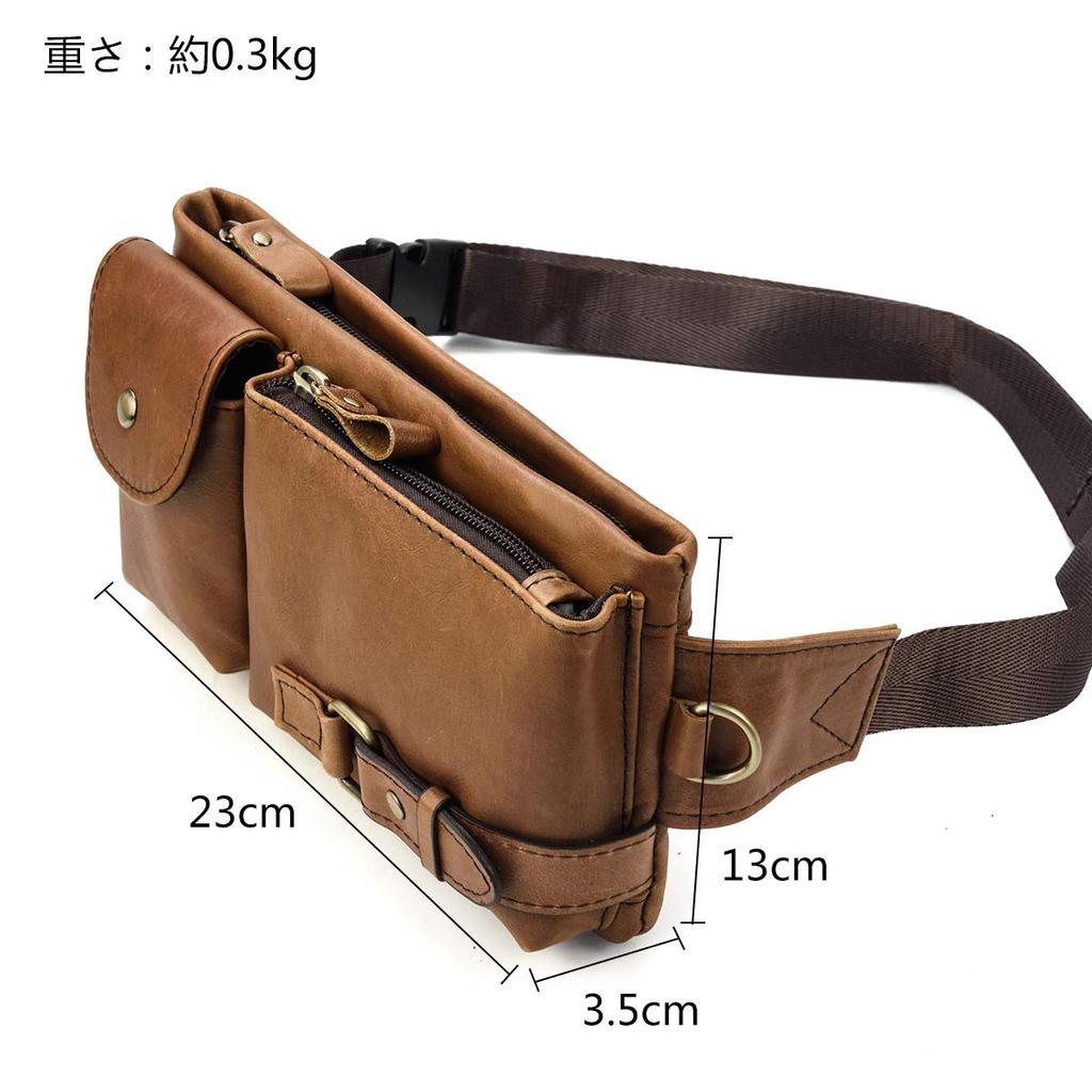 Luufan Waist Bag Leather 2way Waist Pouch Genuine Leather Body Bag Cowhide Crossbody Bag One Shoulder Bag Lightweight Crossbody Bag Smartphone