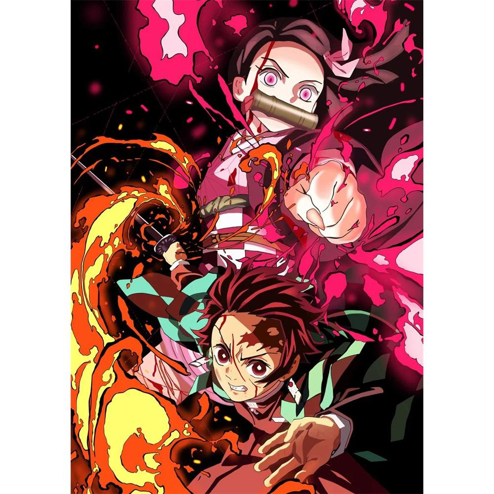 Demon Slayer Diamond Painting Ful Square Round Drills Anime Rick Mosaic Picture DIY Art Home Decoration 5D New