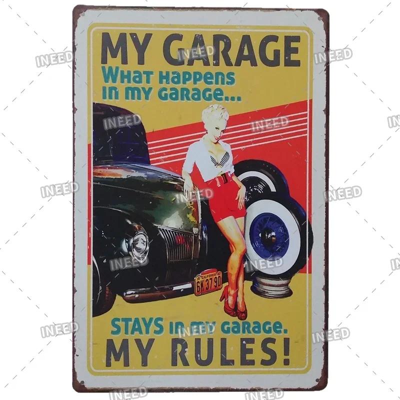 Retro Sexy Beauty Aluminum Poster - Men's Metal Plaque, Garage Cave Workshop Wall Decor