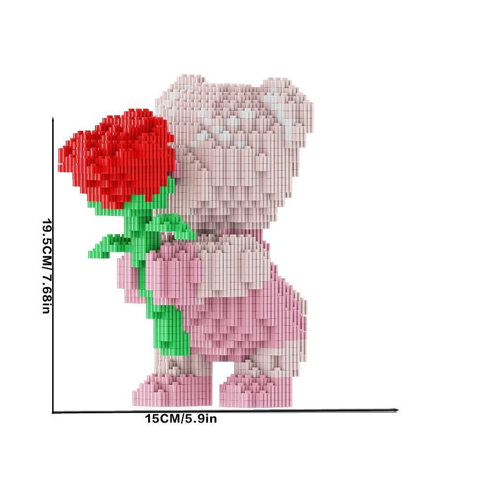 3458-Piece Cute Pollen Bear 3D Puzzle Building Blocks - Interlocking Cartoon Construction Toy, Perfect Christmas or Birthday Gift for Ages 14 and Up