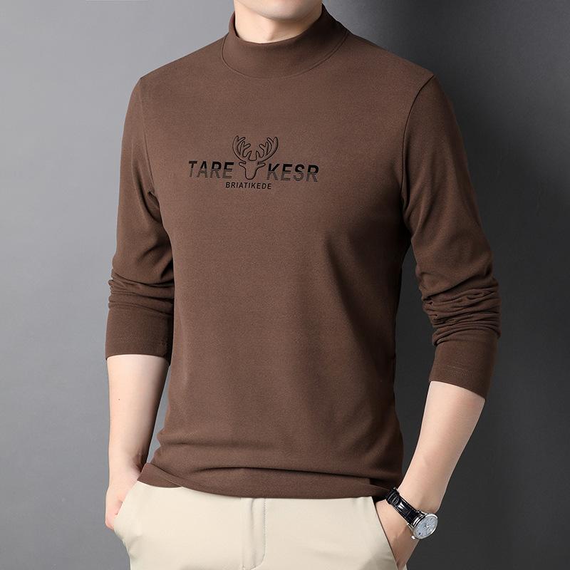 Autunno e Inverno Nuova Maglia a Maniche Lunghe da Uomo Dolcevita Sottile e Largo T-shirt Casual Maglione da Uomo