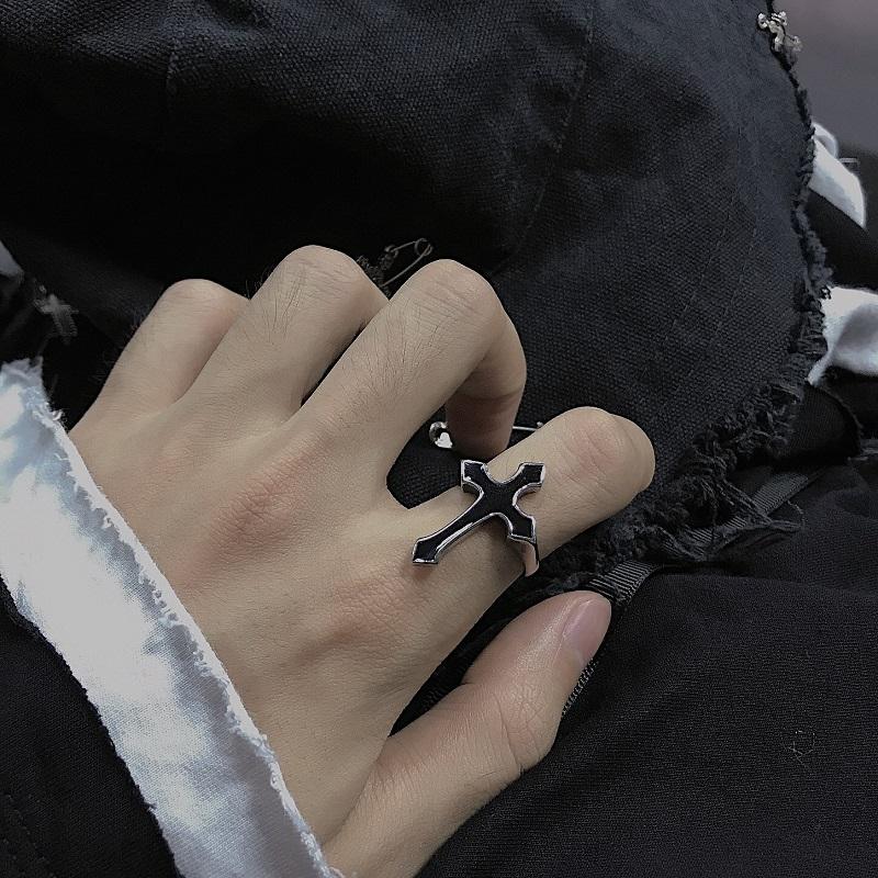 Vintage Gothic Black Rings Set for Women Girls Retro Multi Knuckle Joint Finger Ring Personality Snake Trendy Zircon