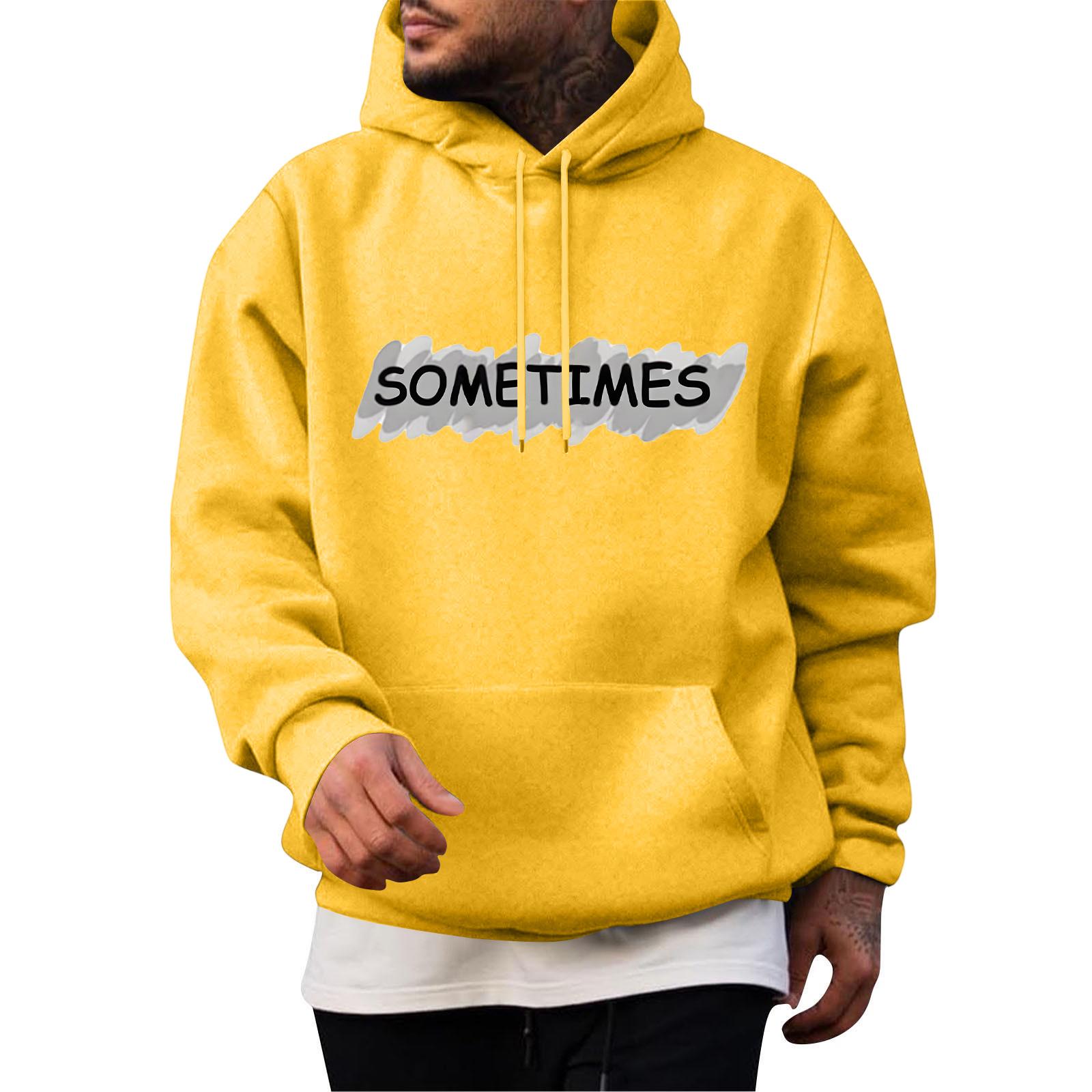 

Мужское худи с принтом на спине Модное худи Зимний топ Толстовки для мальчиков Мода L жёлтый