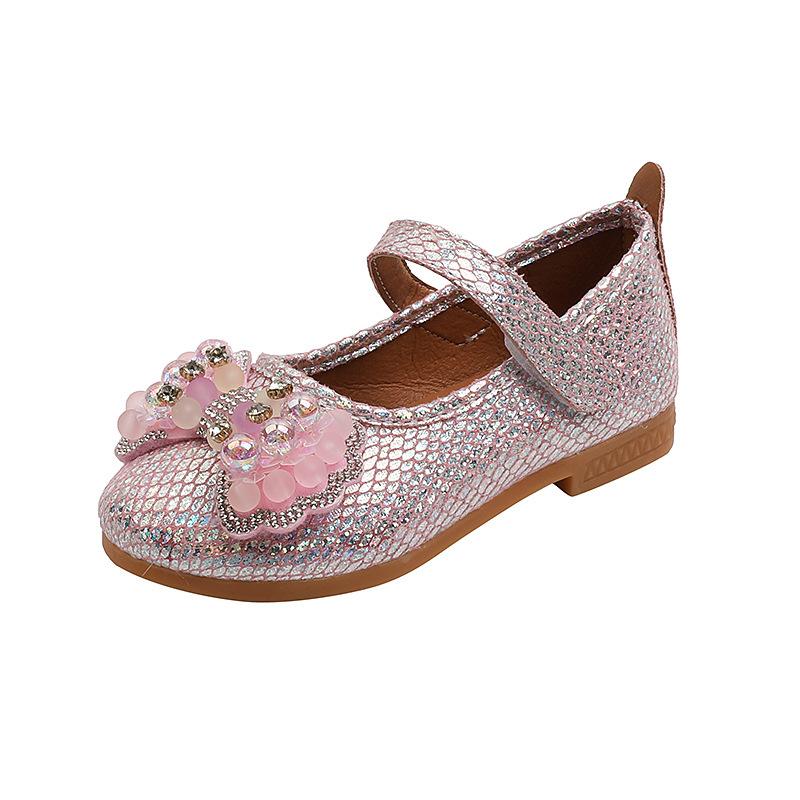 Baby Casual Shoes Lightweight Antislippery Princess Sequins Dress Shoe Bowtie Rhinestone Boutique Children School Footwear
