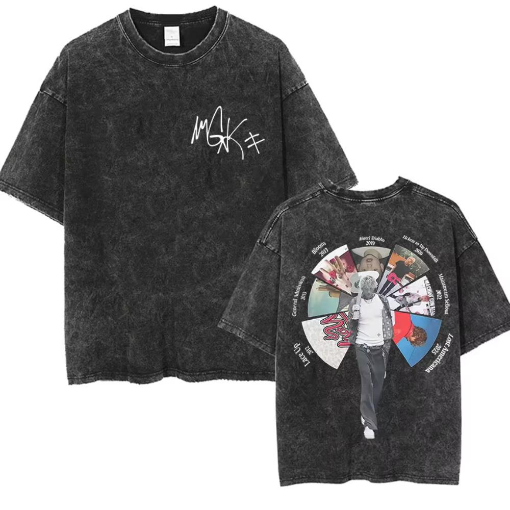 Vintage Washed Machine Gun Kelly T Shirt MGK Lost Americana Tour Fans Tshirts Men Women Punk Gothic Hip Hop Oversized Tees