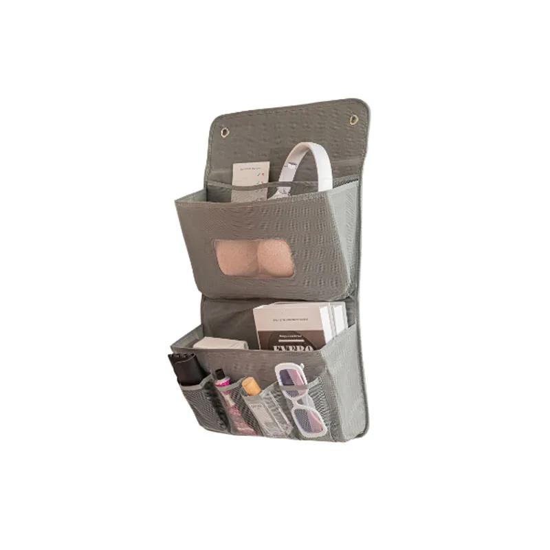 Vielseitiger grauer wandmontierter Aufbewahrungs-Organizer für den Kleiderschrank, mehrteilige Stoff-Hängetasche mit Sichtfenster und Haken für das Büro