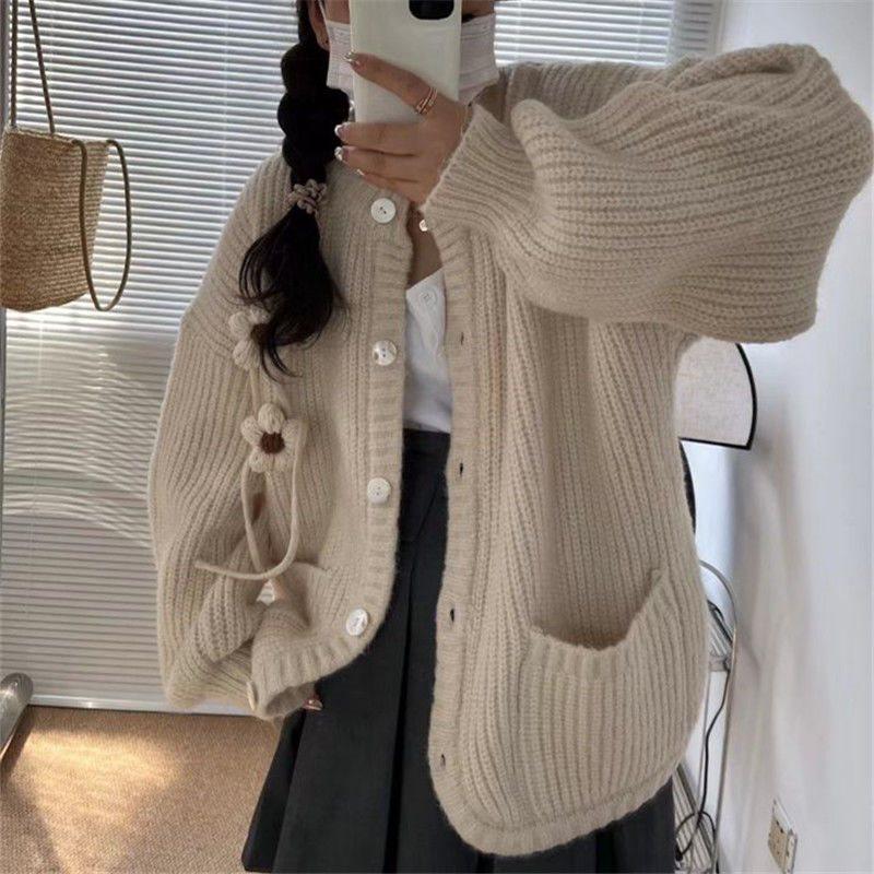 Women's Korean-Style Thick Knit Cardigan: Soft, Cozy, and Gentle Mori Fashion for Fall/Winter