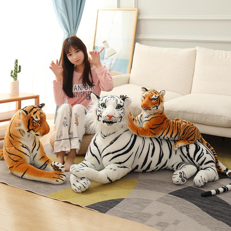 Lifelike Tiger Plush Toys Soft Wild Animals Simulation White Brown Tiger Doll Children Kids Birthday Gift
