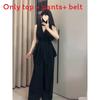 Urban Style Sleeveless Cropped Top High Waist Wide Leg Pants Summer Suit For Women