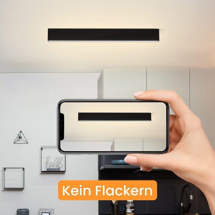 Plafonnier LED - NETTLIFE - 53 cm - Noir - Variateur télécommande - LED intégrée 3000K