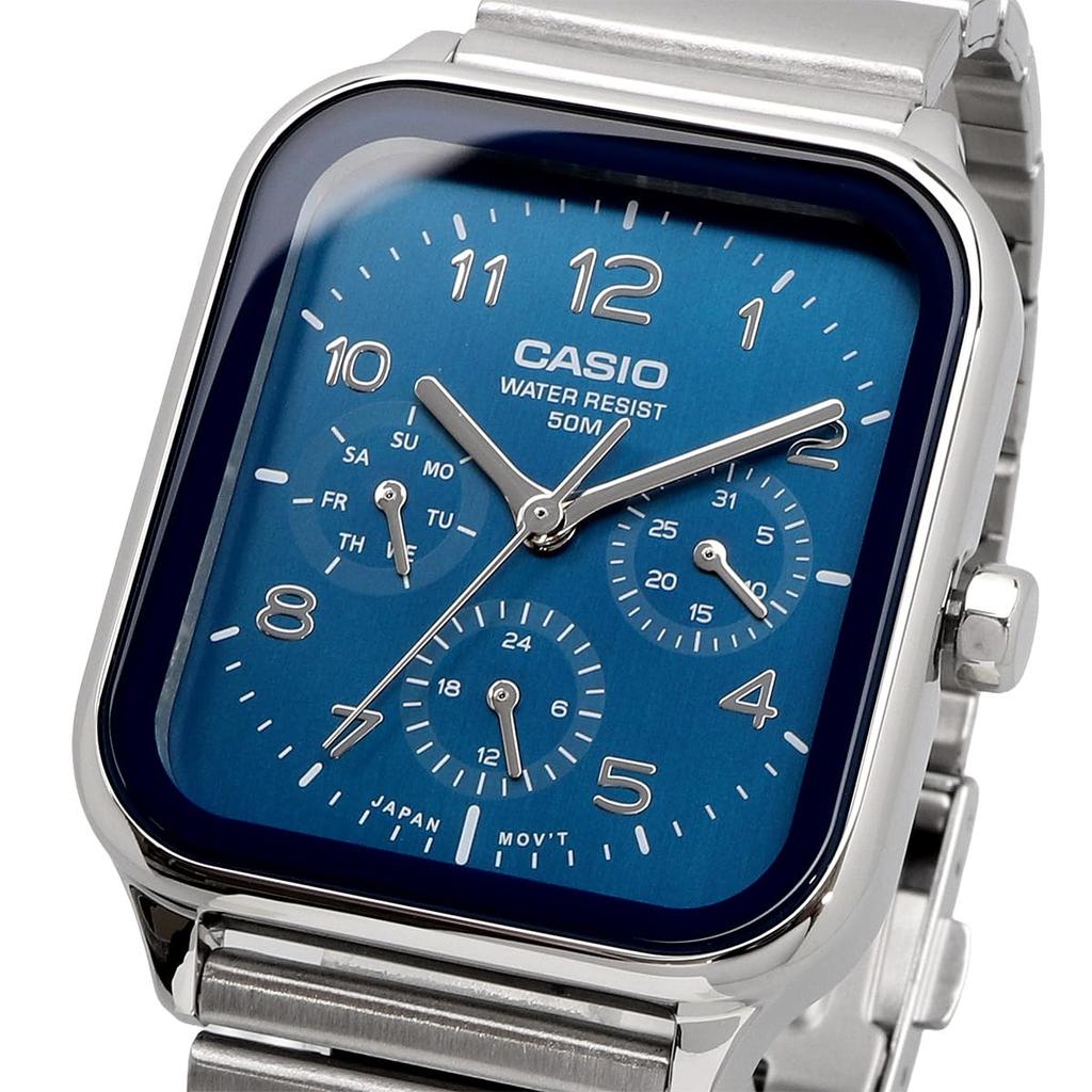 CASIO Standard Round Rectangle 24-Hour Display Multifunction Analog Men's Watch MTP-M306D-2AV Blue