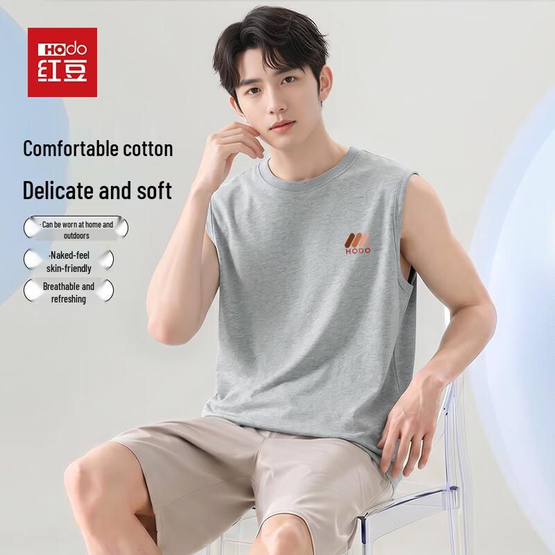 Hodo Men s Heavyweight Cotton Loose Fit Tank Top 4XL серый